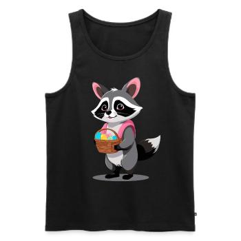 Funny Raccoon Costume Cute Easter Eggs - Men's Premium Organic Tank Top - black - Front - Michal (187cm)