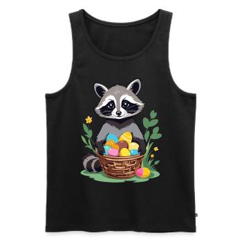 Funny Raccoon Costume Cute Easter Eggs - Men's Premium Organic Tank Top - black - Front - Michal (187cm)