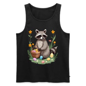 Funny Raccoon Costume Cute Easter Eggs - Men's Premium Organic Tank Top - black - Front - Michal (187cm)