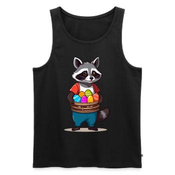 Funny Raccoon Costume Cute Easter Eggs - Men's Premium Organic Tank Top - black - Front - Michal (187cm)