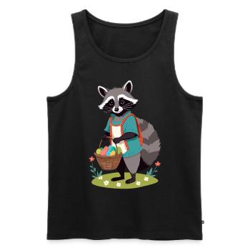 Funny Raccoon Costume Cute Easter Eggs - Men's Premium Organic Tank Top - black - Front - Michal (187cm)