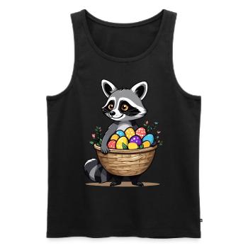Funny Raccoon Costume Cute Easter Eggs - Men's Premium Organic Tank Top - black - Front - Michal (187cm)
