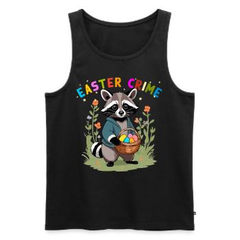 Funny Raccoon Easter Bunnies & Easter Eggs Design - Men's Premium Organic Tank Top - black - Front - Michal (187cm)