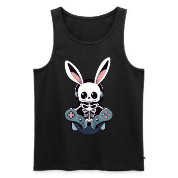 Lapin de Pâques Gamer Gaming Streetwear Iconique - Débardeur bio Premium Homme - noir - Devant - Michal (187cm)