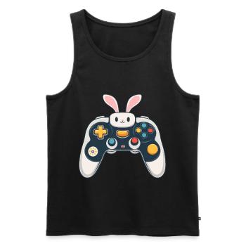 Lapin de Pâques Gamer Iconic Gaming Streetwear - Débardeur bio Premium Homme - noir - Devant - AI Model Male 178 light (178cm)