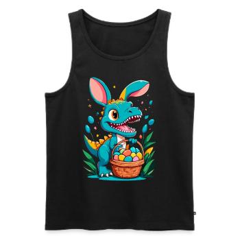Dinosaure de Pâques emblématique Dinosaure lapin de Pâques - Débardeur bio Premium Homme - noir - Devant - AI Model Male 178 light (178cm)