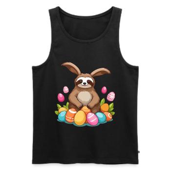 Drôle de paresseux lapin de Pâques emblématique Pâques - Débardeur bio Premium Homme - noir - Devant - Michal (187cm)