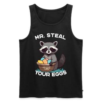 Lustiges Waschbären Eier Dieb Ostern Spruch - Männer Premium Bio Tank Top - Schwarz - Vorne - AI Model Male 178 light (178cm)