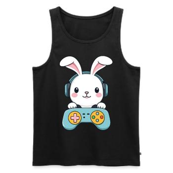 Osterhase Gamer Ikonisches Ostern Gaming - Männer Premium Bio Tank Top - Schwarz - Vorne - Michal (187cm)