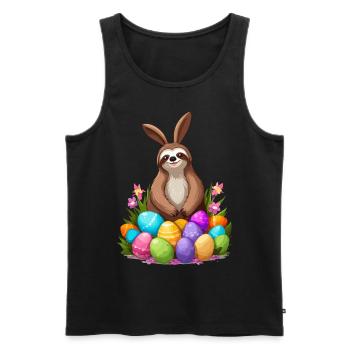 Lustiges Faultier Osterhase Süßes Osterdesign - Männer Premium Bio Tank Top - Schwarz - Vorne - AI Model Male 178 light (178cm)