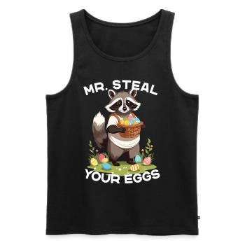 Lustiges Waschbären Eier Dieb Ostern Spruch - Männer Premium Bio Tank Top - Schwarz - Vorne - Michal (187cm)
