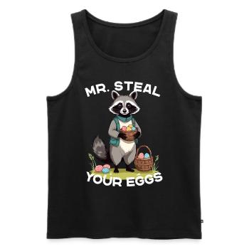 Lustiges Waschbären Eier Dieb Ostern Spruch - Männer Premium Bio Tank Top - Schwarz - Vorne - Michal (187cm)