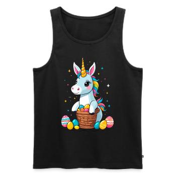 Lustiges Einhorn Osterhase Süßes Ostereinhorn - Männer Premium Bio Tank Top - Schwarz - Vorne - Michal (187cm)