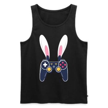 Lapin de Pâques Gamer & Gaming Streetwear Iconique - Débardeur bio Premium Homme - noir - Devant - Michal (187cm)