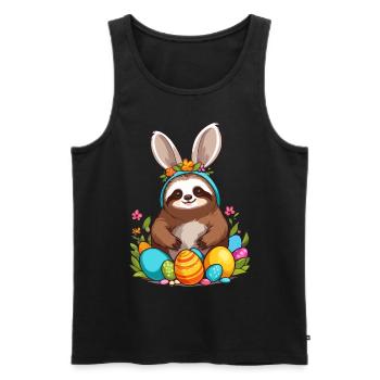 Funny Sloth Easter Bunny Iconic Easter - Men's Premium Organic Tank Top - black - Front - Michal (187cm)