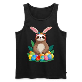 Drôle de paresseux lapin de Pâques emblématique Pâques - Débardeur bio Premium Homme - noir - Devant - Michal (187cm)