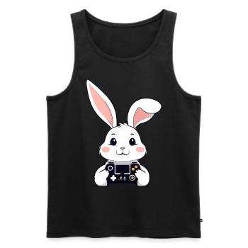 Lapin de Pâques Gamer et jeu de Pâques emblématique - Débardeur bio Premium Homme - noir - Devant - Michal (187cm)