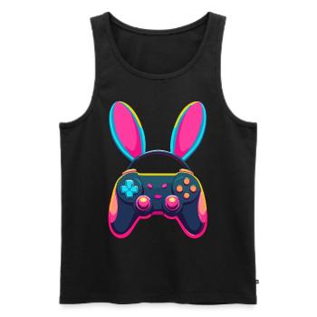 Lapin de Pâques Gamer & Gaming Streetwear Iconique - Débardeur bio Premium Homme - noir - Devant - Michal (187cm)