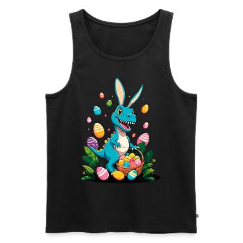 Ikonischer Ostersaurier Dinosaurier Osterhase - Männer Premium Bio Tank Top - Schwarz - Vorne - AI Model Male 178 light (178cm)