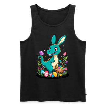Dinosaure de Pâques emblématique Dinosaure lapin de Pâques - Débardeur bio Premium Homme - noir - Devant - AI Model Male 178 light (178cm)