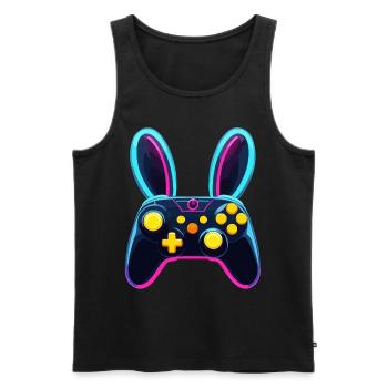 Lapin de Pâques Gamer & Gaming Streetwear Iconique - Débardeur bio Premium Homme - noir - Devant - Michal (187cm)