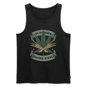 Légalisation du cannabis Merci Karl Tee - Débardeur bio Premium Homme - noir - Devant - Michal (187cm)