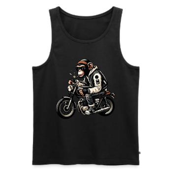Schimpanse Biker Coolness Tee - Männer Premium Bio Tank Top - Schwarz - Vorne - Michal (187cm)