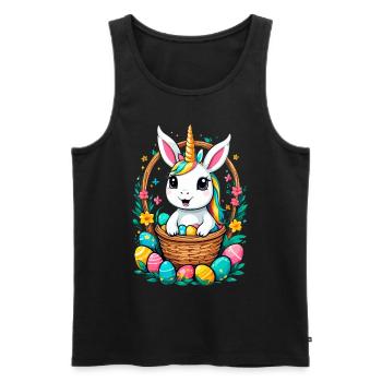 Lustiges Einhorn Osterhase Süßes Ostereinhorn - Männer Premium Bio Tank Top - Schwarz - Vorne - Michal (187cm)