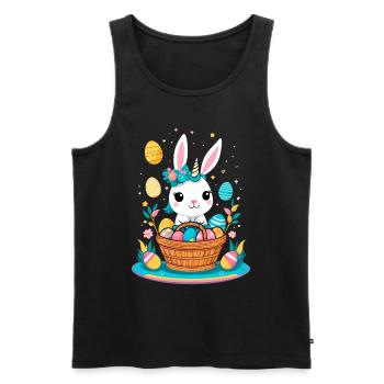 Lustiges Einhorn Osterhase Süßes Ostereinhorn - Männer Premium Bio Tank Top - Schwarz - Vorne - Michal (187cm)