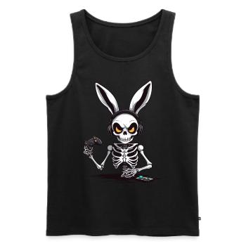 Lapin de Pâques Gamer & Gaming Streetwear Iconique - Débardeur bio Premium Homme - noir - Devant - Michal (187cm)