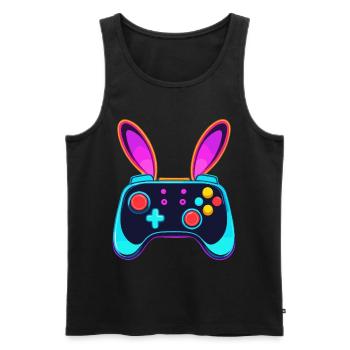 Lapin de Pâques Gamer & Gaming Streetwear Iconique - Débardeur bio Premium Homme - noir - Devant - Michal (187cm)