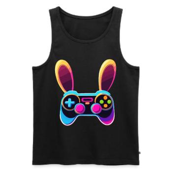 Lapin de Pâques Gamer Jeux de Pâques emblématiques - Débardeur bio Premium Homme - noir - Devant - Michal (187cm)