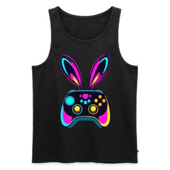 Lapin de Pâques Gamer - Gaming Streetwear Iconique - Débardeur bio Premium Homme - noir - Devant - Michal (187cm)