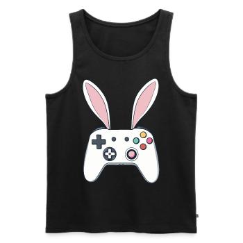 Lapin de Pâques Gamer & Gaming Streetwear Iconique - Débardeur bio Premium Homme - noir - Devant - Michal (187cm)
