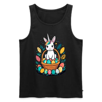 Lustiges Einhorn Osterhase Süßes Ostereinhorn - Männer Premium Bio Tank Top - Schwarz - Vorne - Michal (187cm)