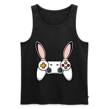Lapin de Pâques Gamer & Gaming Streetwear Iconique - Débardeur bio Premium Homme - noir - Devant - Michal (187cm)