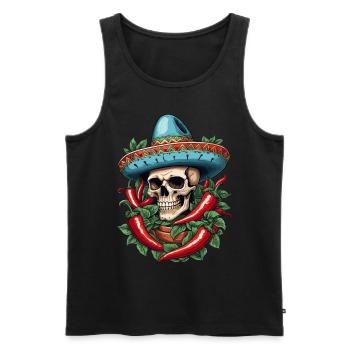 Ästhetische Chili Streetwear Heißer Skull Look - Männer Premium Bio Tank Top - Schwarz - Vorne - Michal (187cm)