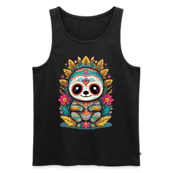 Faultier Ikonischer Zuckerschädel Mexiko - Männer Premium Bio Tank Top - Schwarz - Vorne - AI Model Male 178 light (178cm)