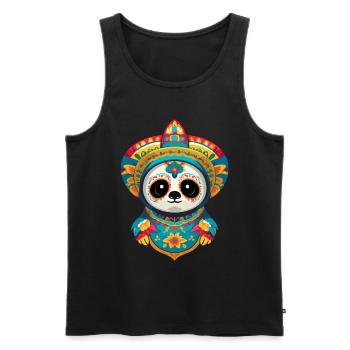 Faultier Ikonischer Zuckerschädel Mexiko - Männer Premium Bio Tank Top - Schwarz - Vorne - AI Model Male 178 light (178cm)