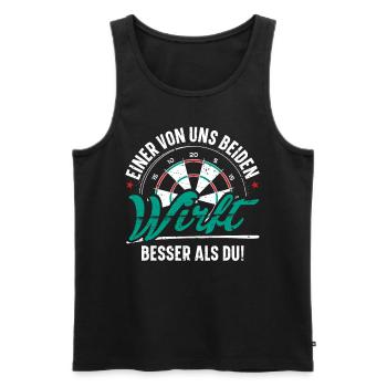 Funny Darter Duo Motif Tee - Men's Premium Organic Tank Top - black - Front - Michal (187cm)