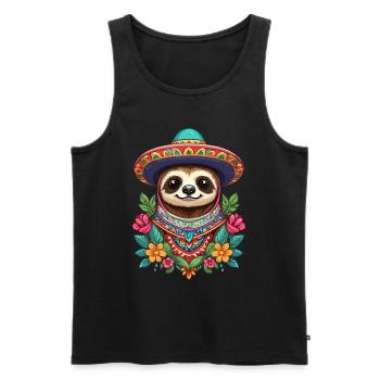 Paresseux Sugar Skull Mexique Design esthétique - Débardeur bio Premium Homme - noir - Devant - Michal (187cm)