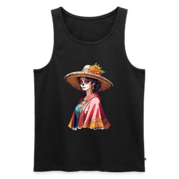 Iconic Sugar Skull Mexico Skull Streetwear - Men's Premium Organic Tank Top - black - Front - Michal (187cm)