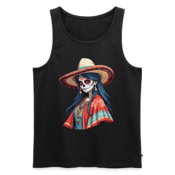 Fille mexicaine emblématique Sugar Skull - Débardeur bio Premium Homme - noir - Devant - Michal (187cm)