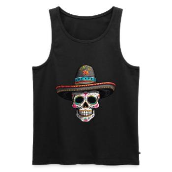 Fête mexicaine emblématique de Sugar Skull - Débardeur bio Premium Homme - noir - Devant - AI Model Male 178 light (178cm)