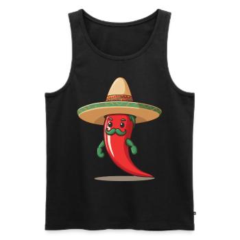 Aesthetic Chili Pepper Chili Streetwear Hot - Men's Premium Organic Tank Top - black - Front - AI Model Male 178 light (178cm)