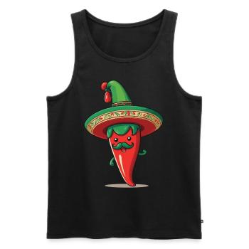 Aesthetic Chili Pepper Chili Streetwear Hot - Men's Premium Organic Tank Top - black - Front - AI Model Male 178 light (178cm)