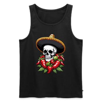 Aesthetic Chili Skull Design Mexican Style - Men's Premium Organic Tank Top - black - Front - AI Model Male 178 light (178cm)