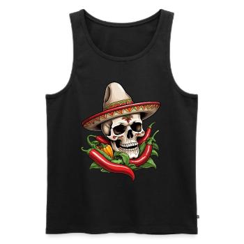 Aesthetic Chili Skull Design Mexican Style - Men's Premium Organic Tank Top - black - Front - AI Model Male 178 light (178cm)