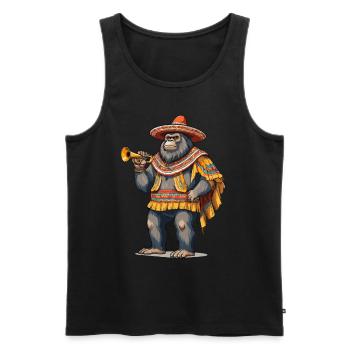 Sasquatch Bigfoot mexicain avec sombrero - Débardeur bio Premium Homme - noir - Devant - AI Model Male 178 light (178cm)