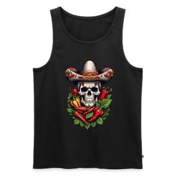 Aesthetic Chili Skull Design Mexican Style - Men's Premium Organic Tank Top - black - Front - AI Model Male 178 light (178cm)